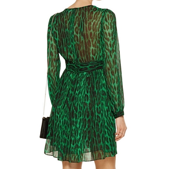 MICHAEL Michael Kors Sheer Animal Print Dress in Palmetto Green, Size 8 - Picture 8 of 9